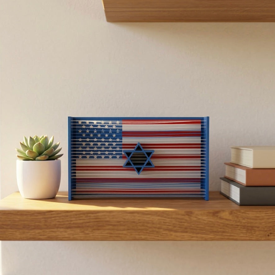 American Israeli Flag 3D Printed String Art Stand With Israel Star of David Jewish Decor Gift USA Israel Solidarity