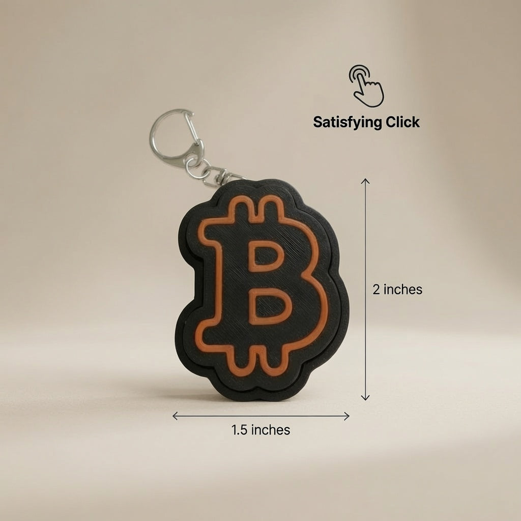 Bitcoin Fidget Clicker Keychain | 3D Printed BTC Symbol