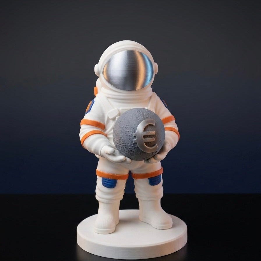 Wall Street Astronaut Figurine | 3D Printed Finance Trader Statue | Dollar Euro Pound Yen Moon | Trader Gift | Desk Decor for Investors