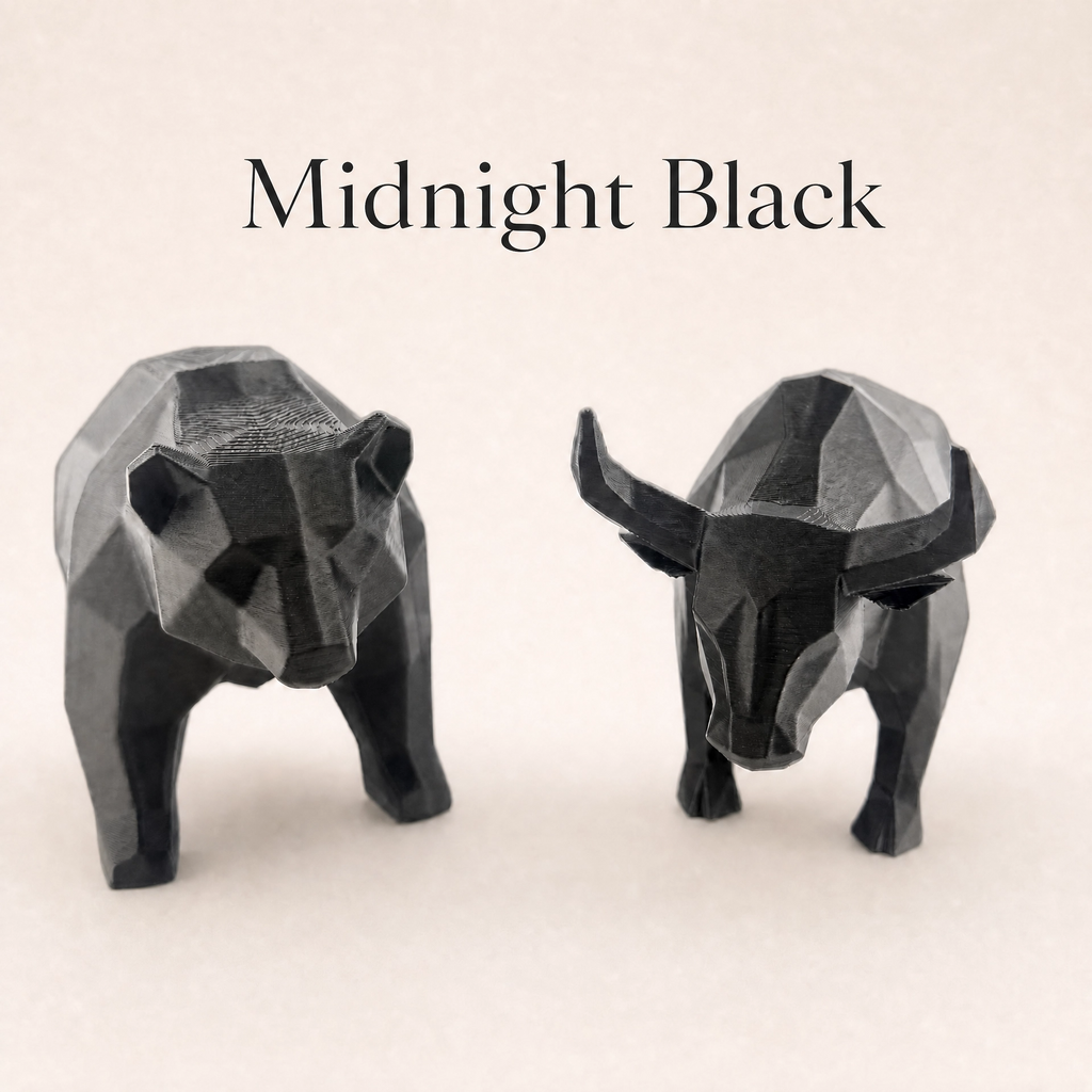 Bull & Bear Desk Sculpture Set | Geometric Crypto Trader Decor | Wall Street