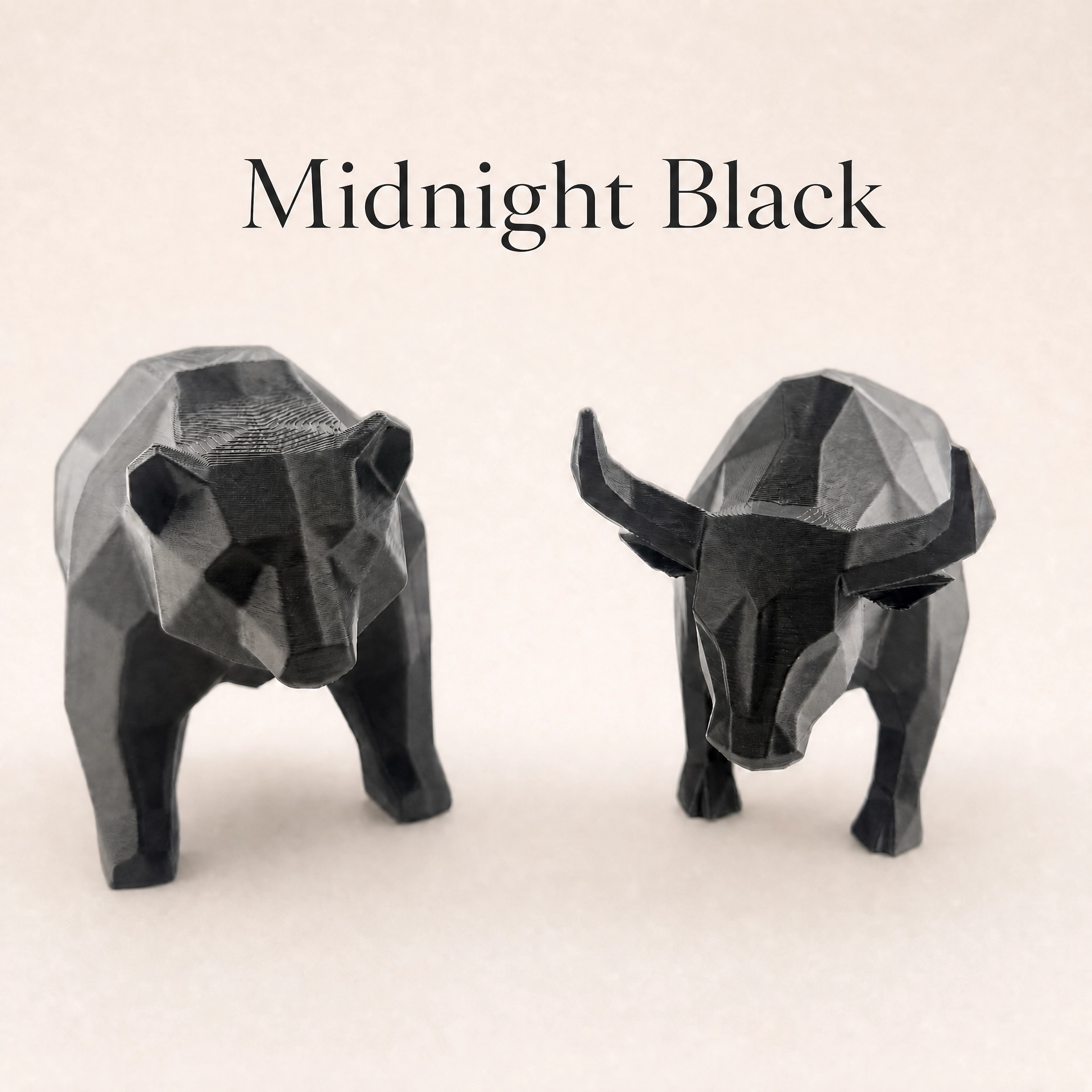 Bull & Bear Desk Sculpture Set | Geometric Crypto Trader Decor | Wall Street