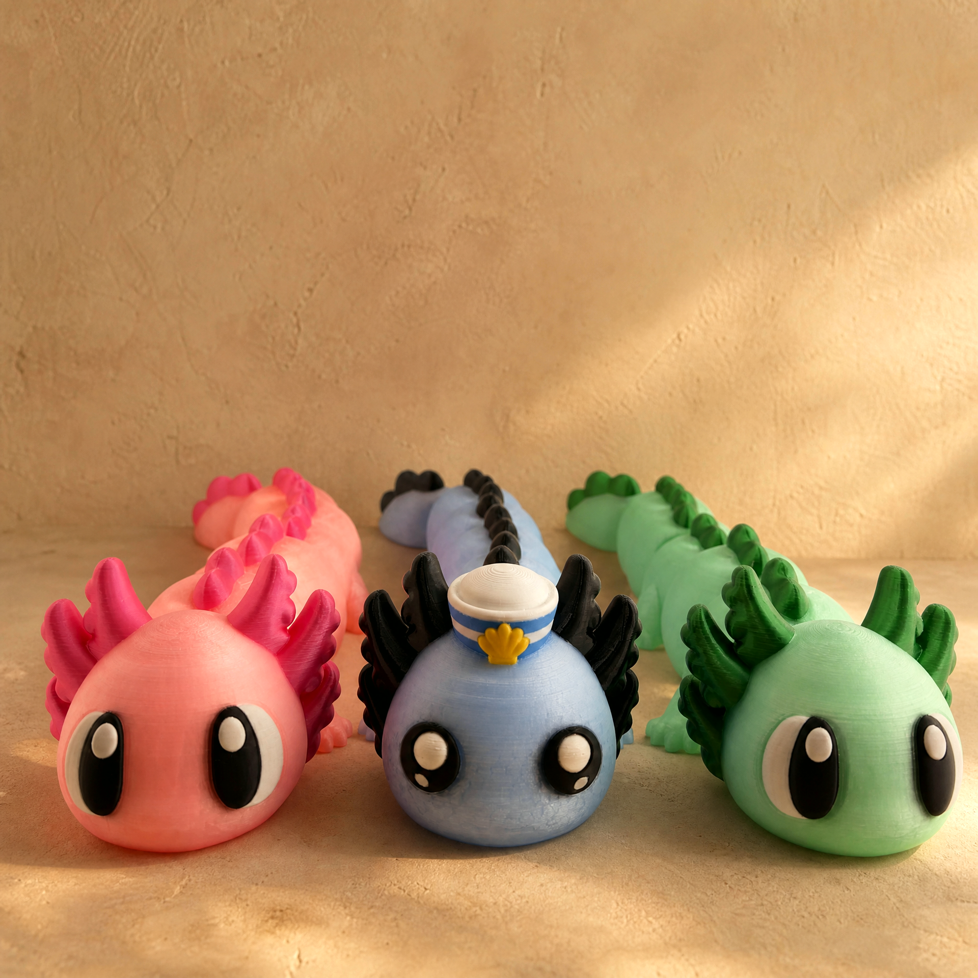 Large Cute Axolotl Figurine – 12" Kawaii 3D Printed Axolotl