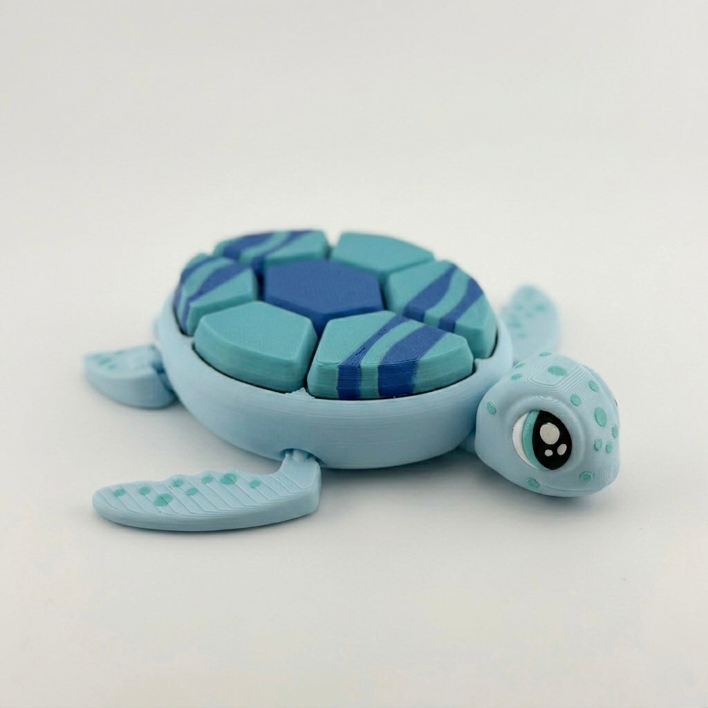 Sensory Fidget Turtle | 7 Clickers — Articulated 3D Printed Desk Toy