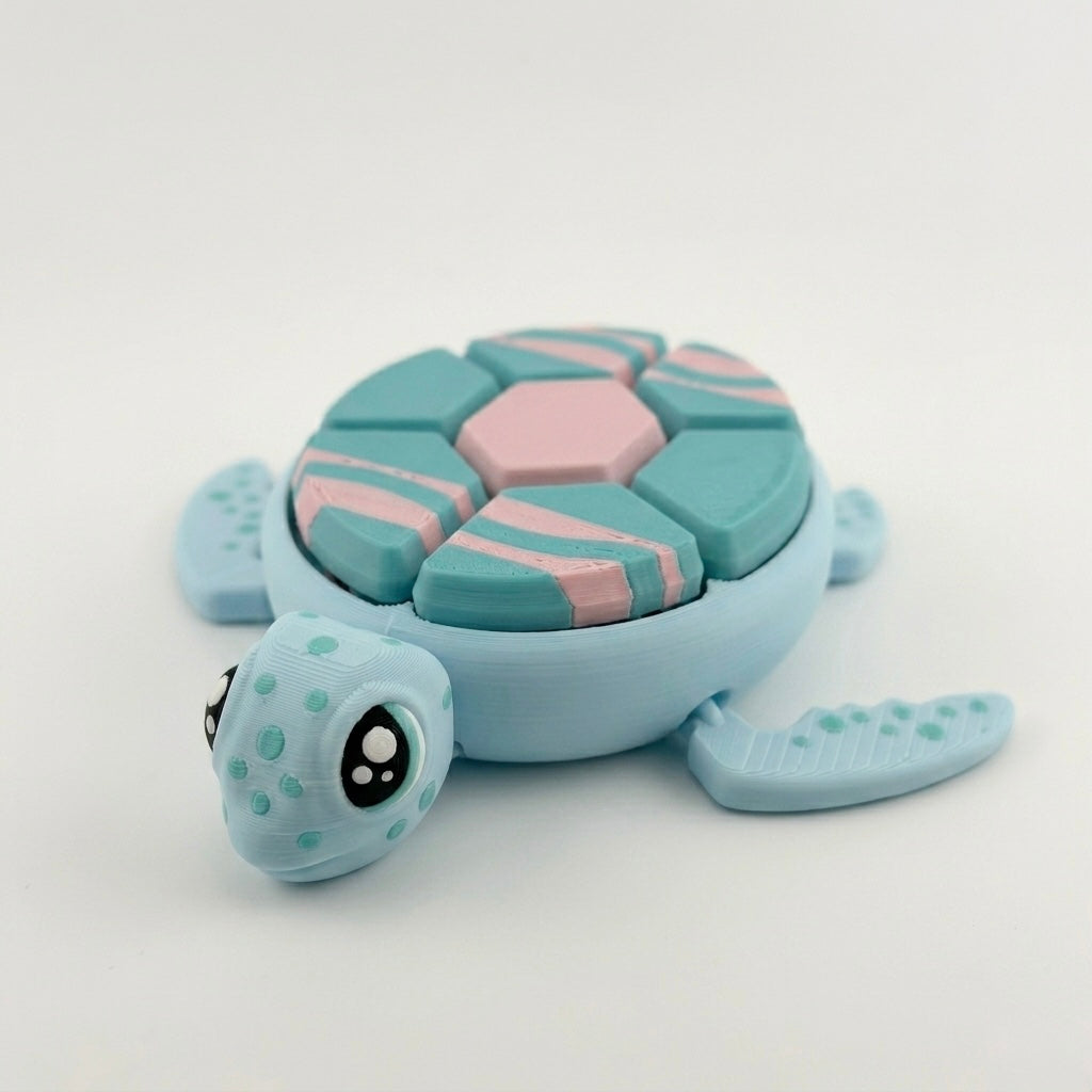 Sensory Fidget Turtle | 7 Clickers — Articulated 3D Printed Desk Toy