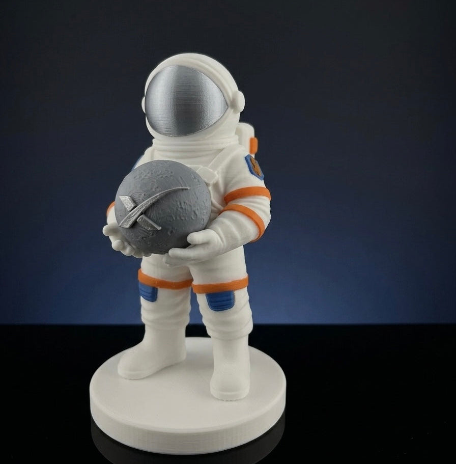Space Tribute Moon Astronaut Figurine | 3D Printed Space Collector Statue
