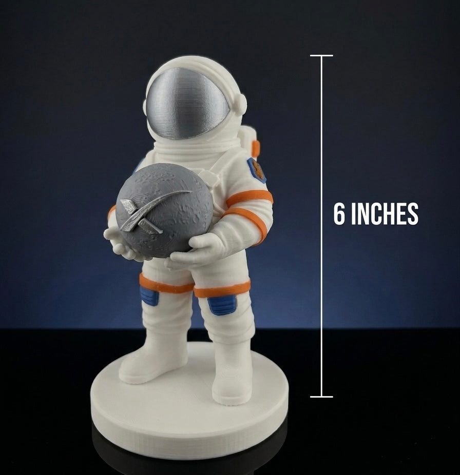 Space Tribute Moon Astronaut Figurine | 3D Printed Space Collector Statue