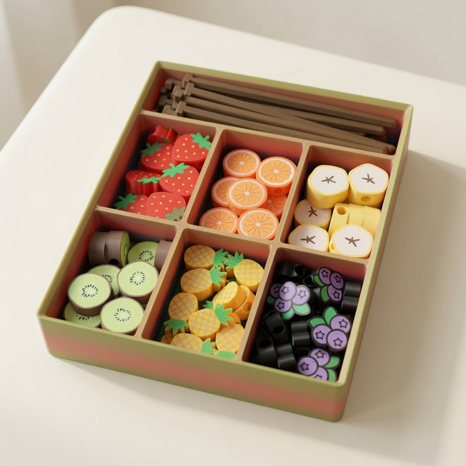 Fruit Bowl Kit — Fruit Sorting & Threading Play Set (Large 90 Pieces)