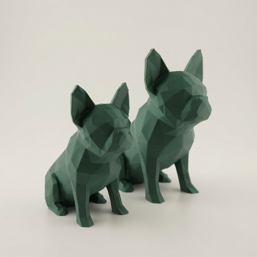 Low Poly French Bulldog Figurine – Modern Geometric 3D Printed Sculpture