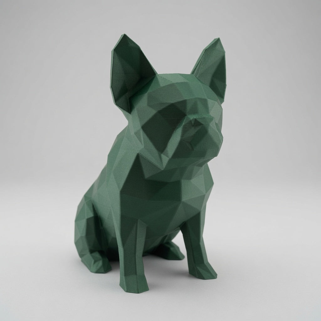 Low Poly French Bulldog Figurine – Modern Geometric 3D Printed Sculpture