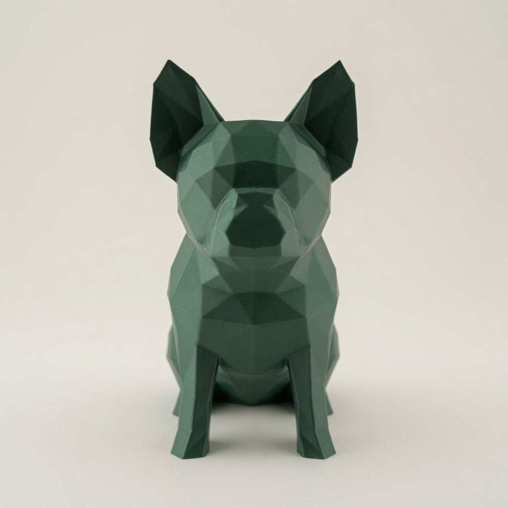 Low Poly French Bulldog Figurine – Modern Geometric 3D Printed Sculpture