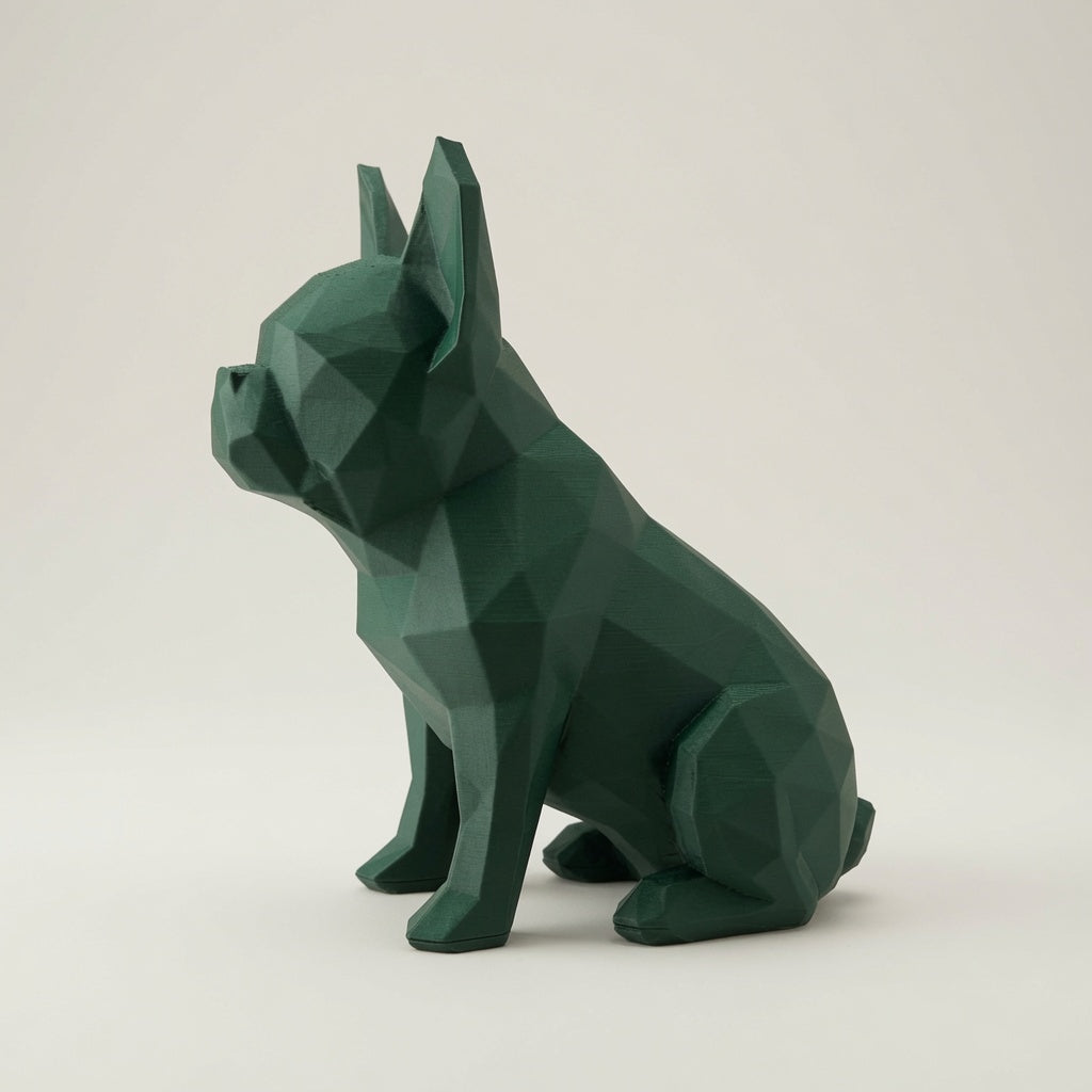 Low Poly French Bulldog Figurine – Modern Geometric 3D Printed Sculpture