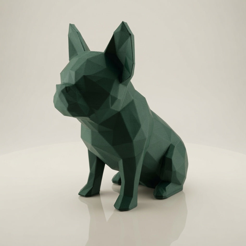 Low Poly French Bulldog Figurine – Modern Geometric 3D Printed Sculpture