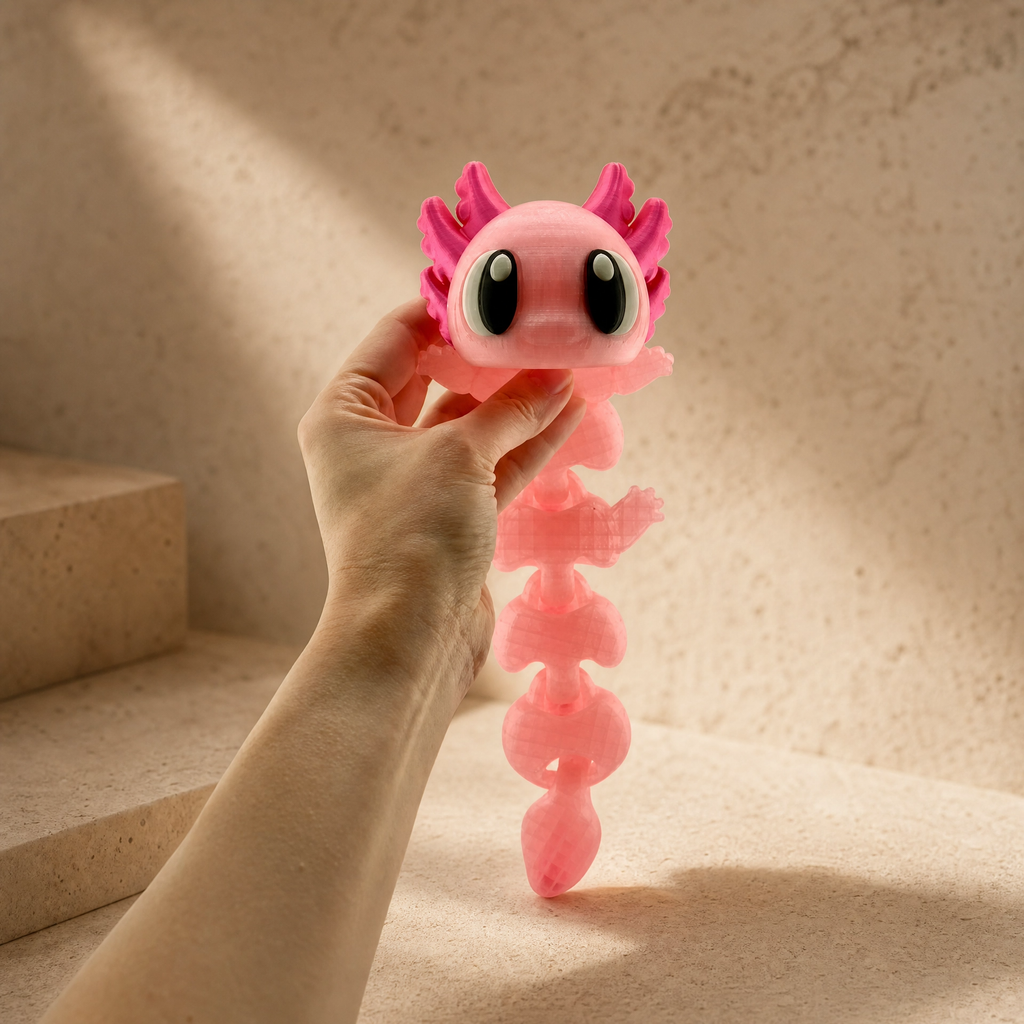 Large Cute Axolotl Figurine – 12" Kawaii 3D Printed Axolotl