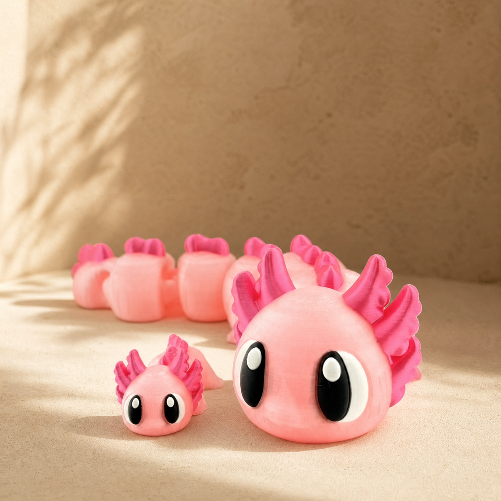 Large Cute Axolotl Figurine – 12" Kawaii 3D Printed Axolotl
