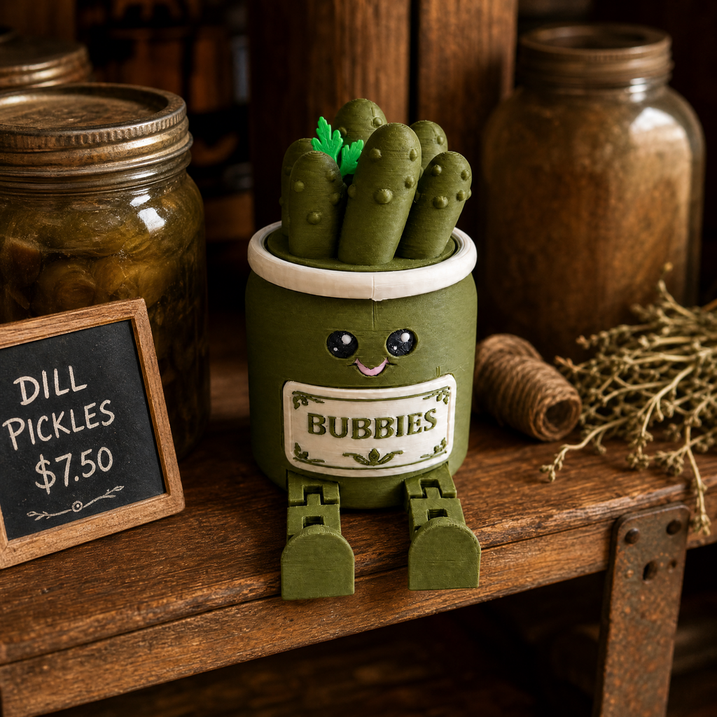 Bubbies Pickles Fidget Clicker | 3D Printed Pickle Jar Desk Toy