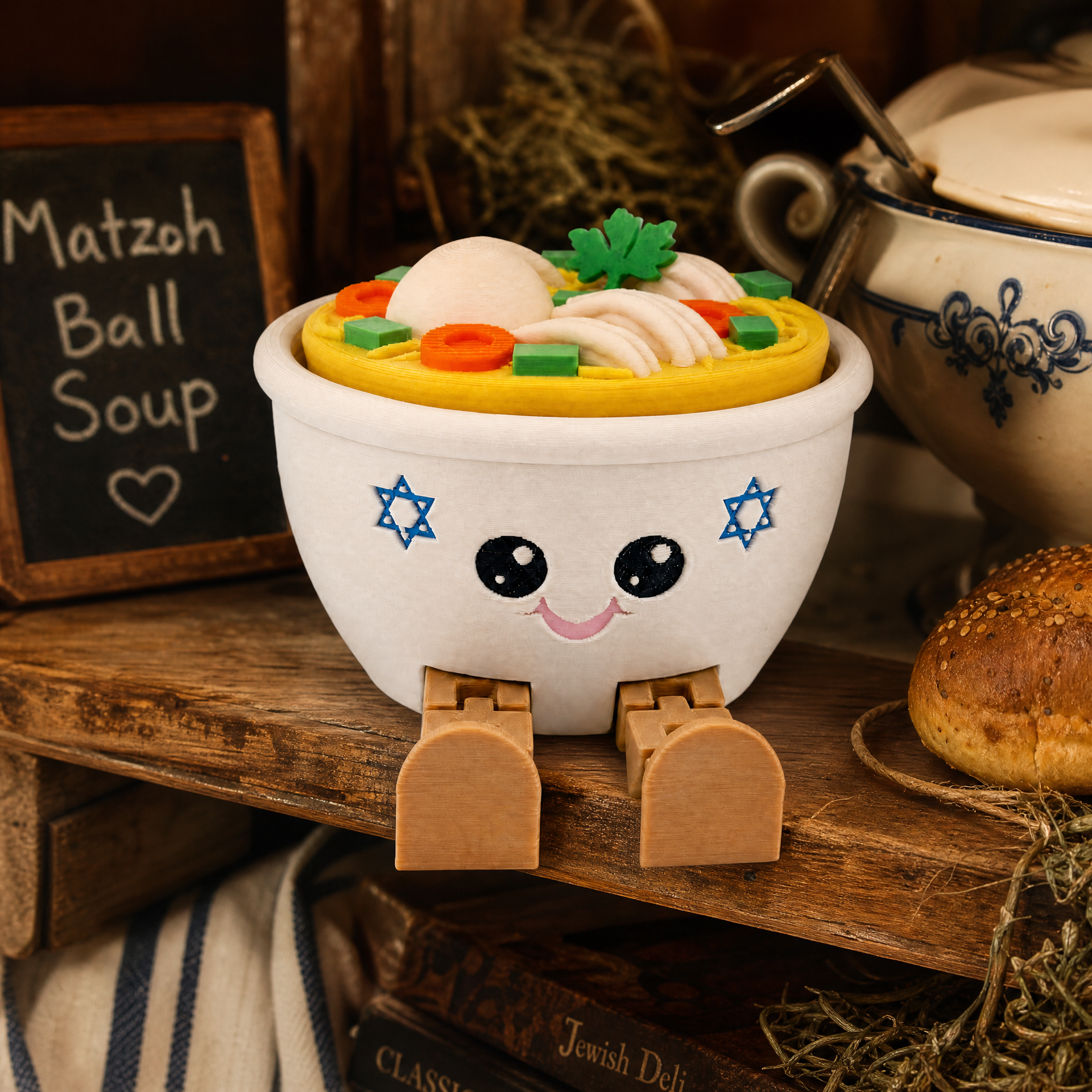 Bubbies Chicken Soup Fidget Clicker | 3D Printed Matzah Ball Soup Desk Toy