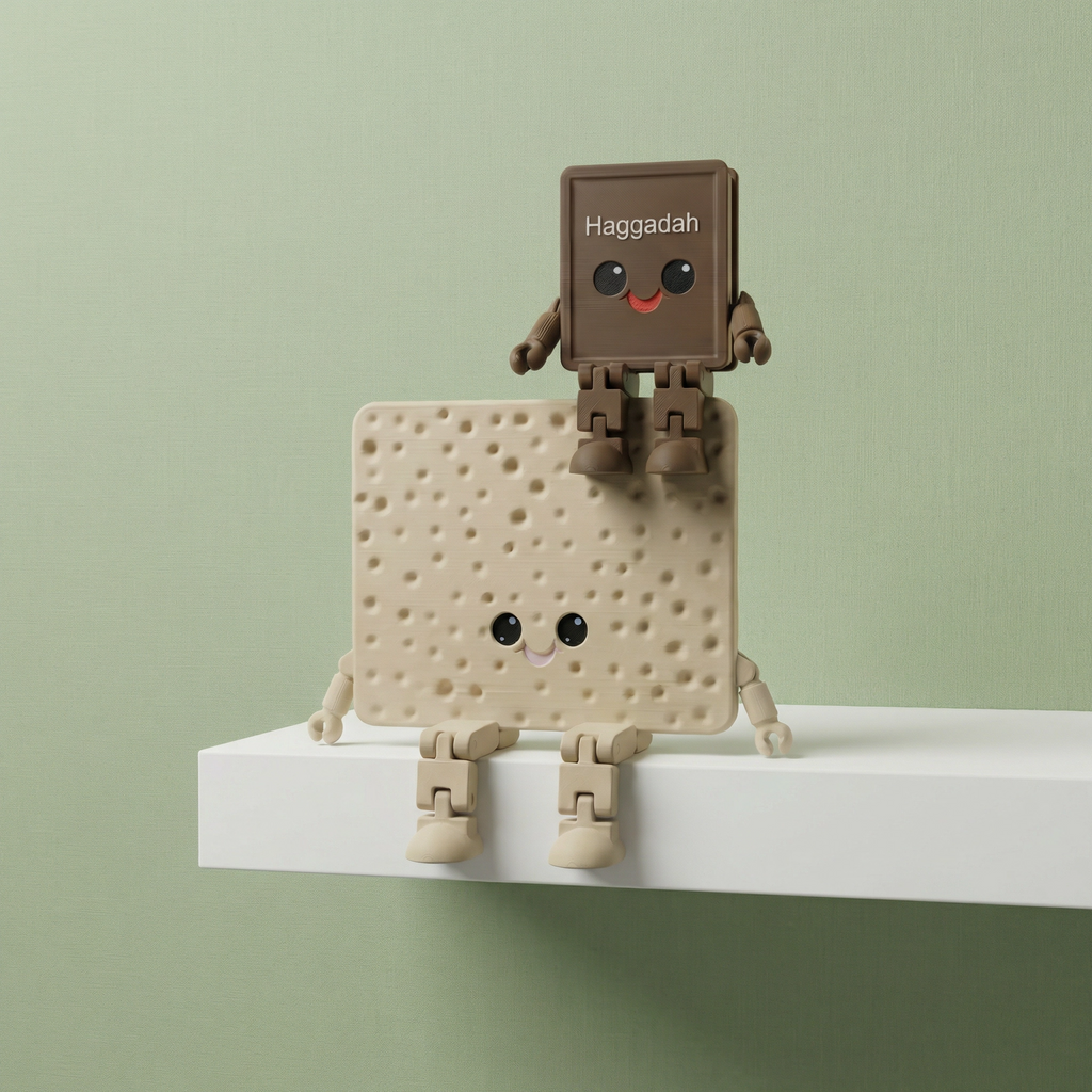 Passover Set — Articulated Haggadah & Matzah Figurines