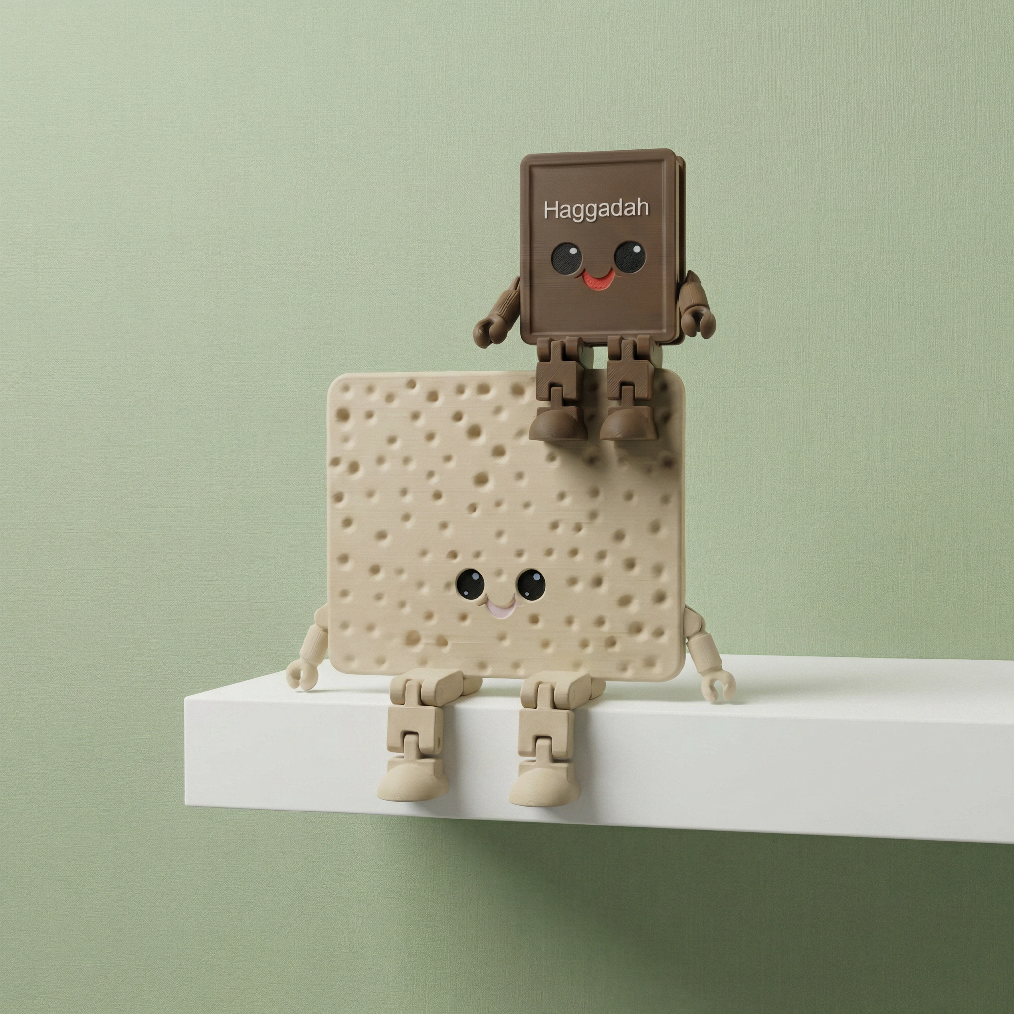 Articulated Matzah & Haggadah Figurines | Poseable Passover Seder Decor