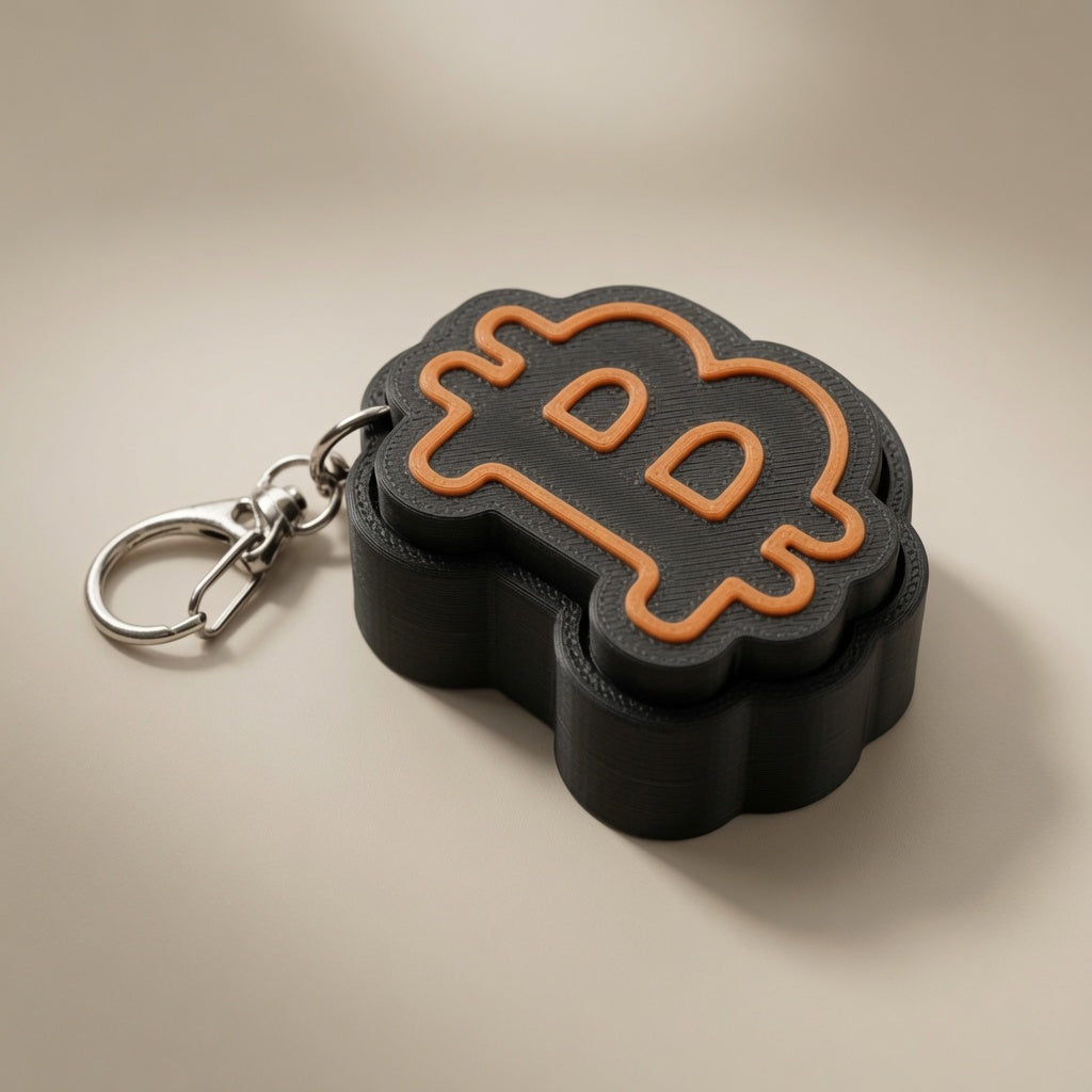 Bitcoin Fidget Clicker Keychain | 3D Printed BTC Symbol