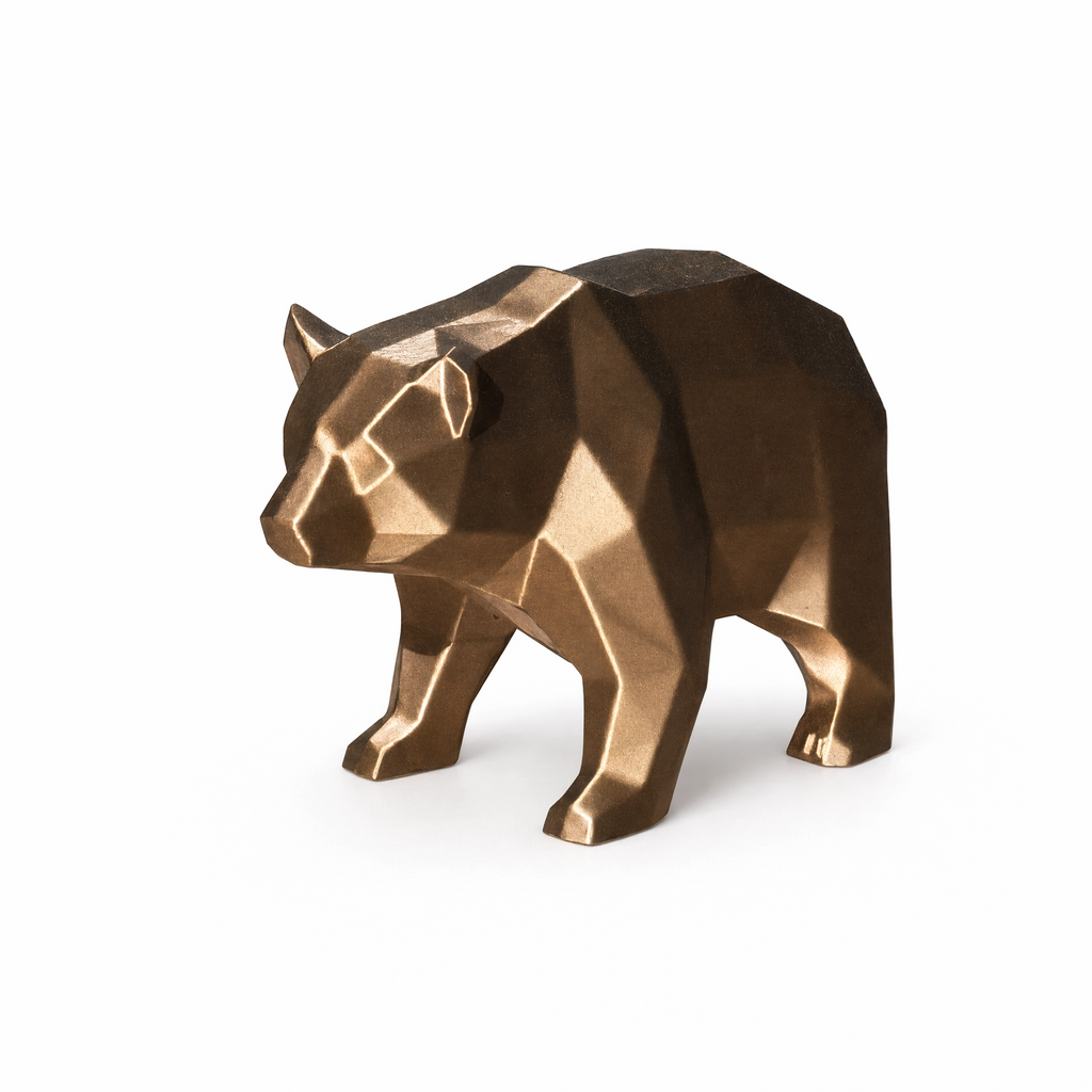 Bull & Bear Desk Sculpture Set | Geometric Crypto Trader Decor | Wall Street