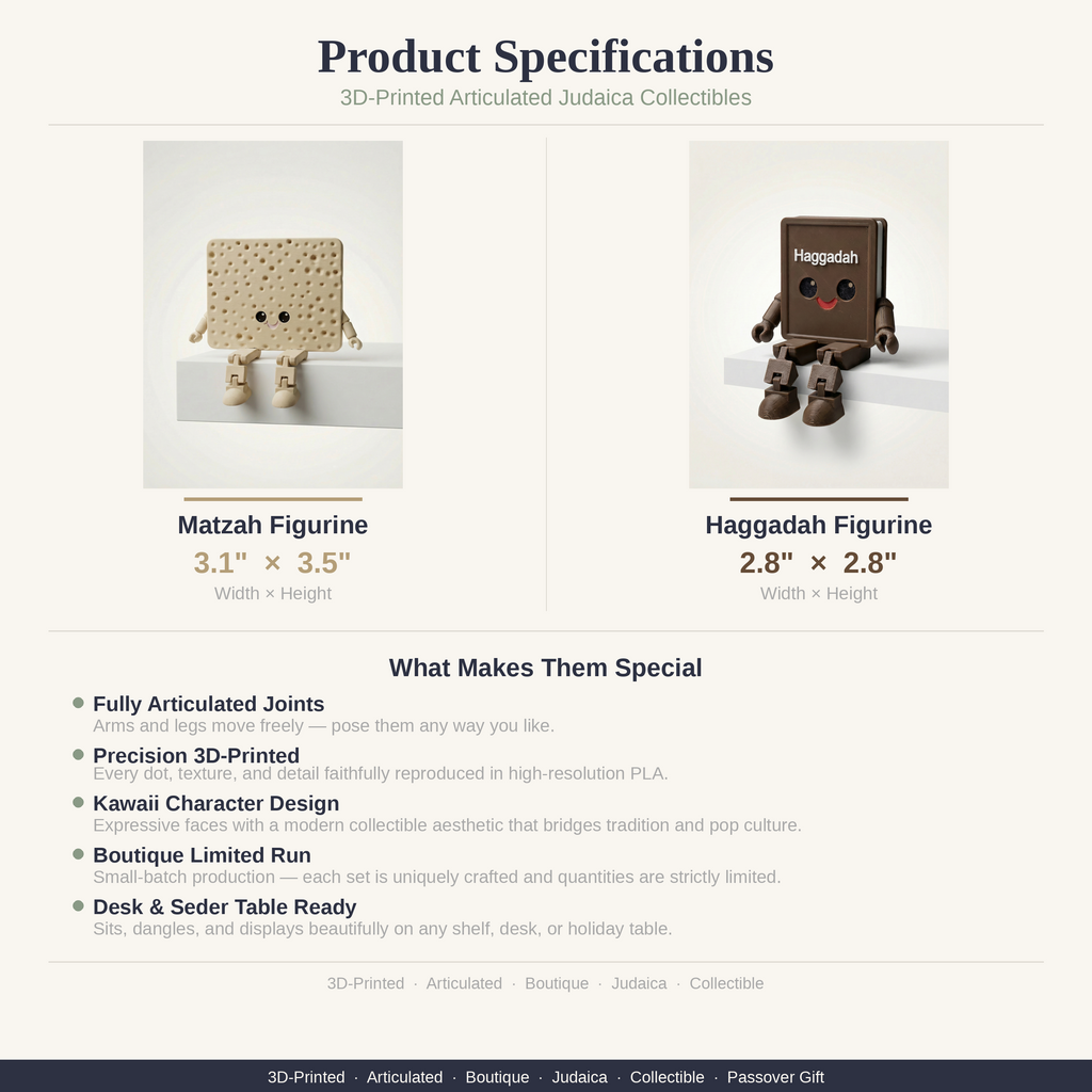 Articulated Matzah & Haggadah Figurines | Poseable Passover Seder Decor