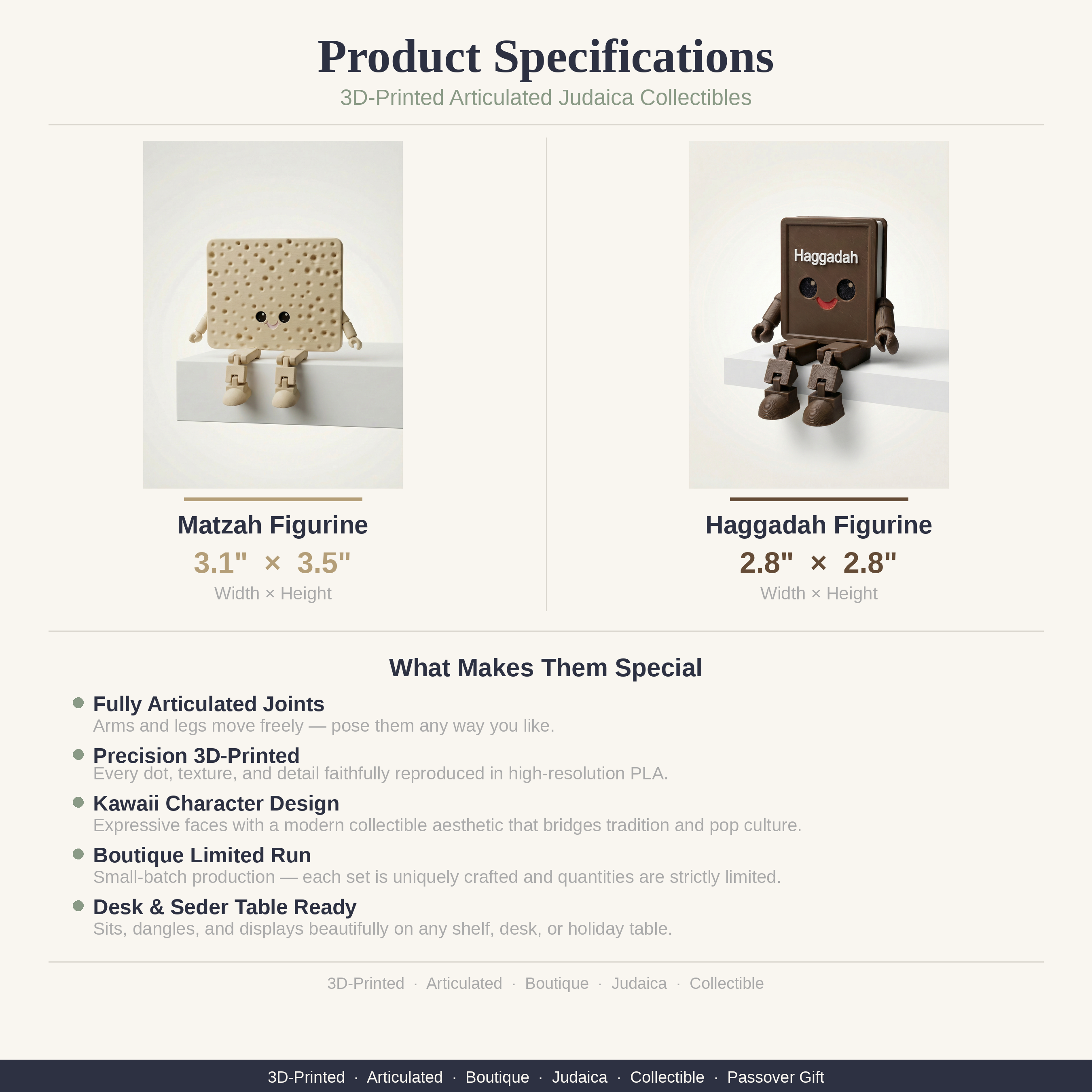 Articulated Matzah & Haggadah Figurines | Poseable Passover Seder Decor