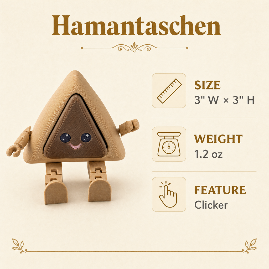 Hamantaschen Fidget Clicker | 3D Printed Purim Cookie Desk Toy
