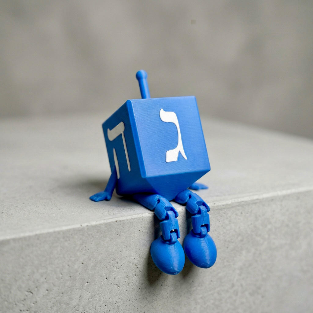 Articulated Dreidel Figurine with Legs – Poseable Hanukkah Shelf Sitter
