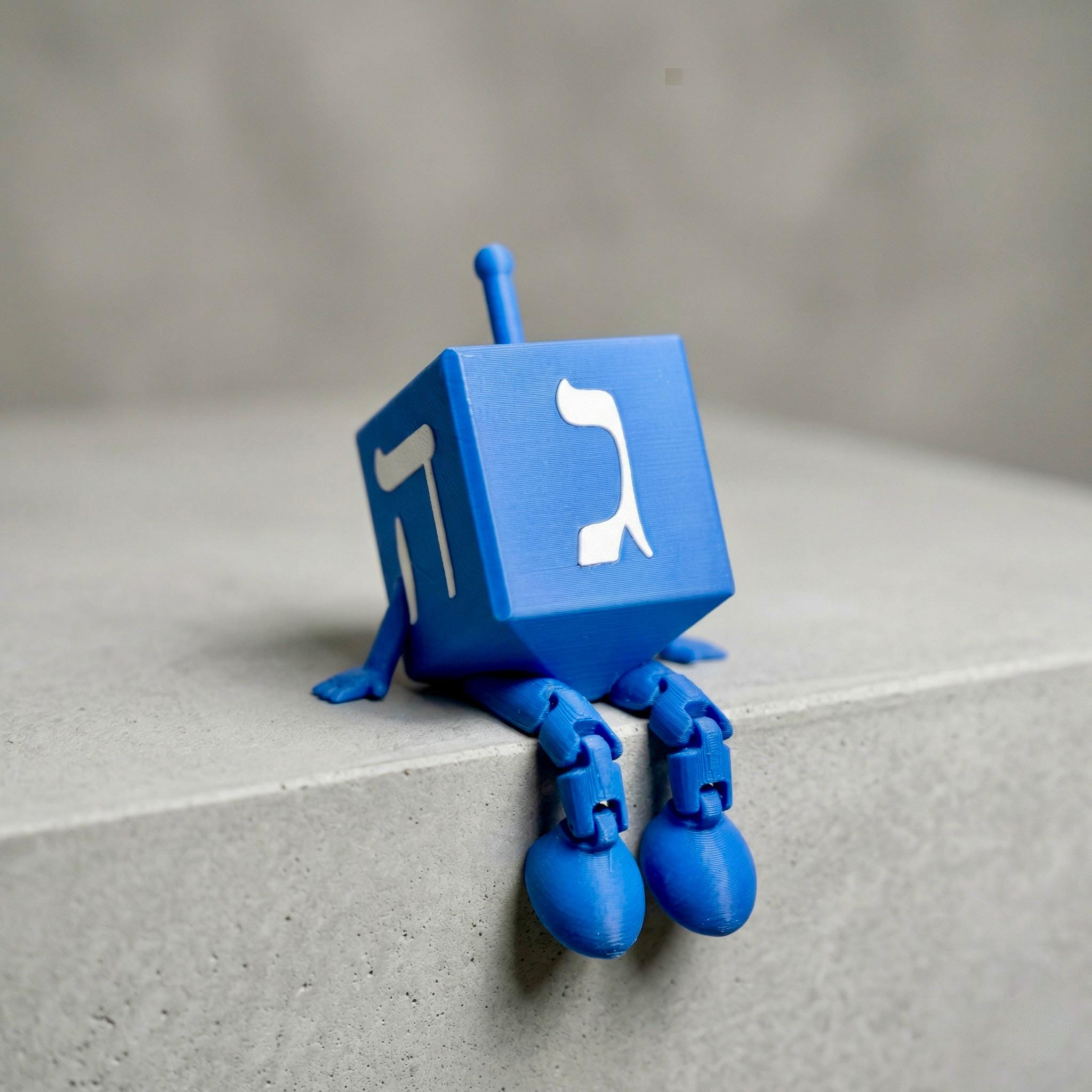 Articulated Dreidel Figurine with Legs – Poseable Hanukkah Shelf Sitter