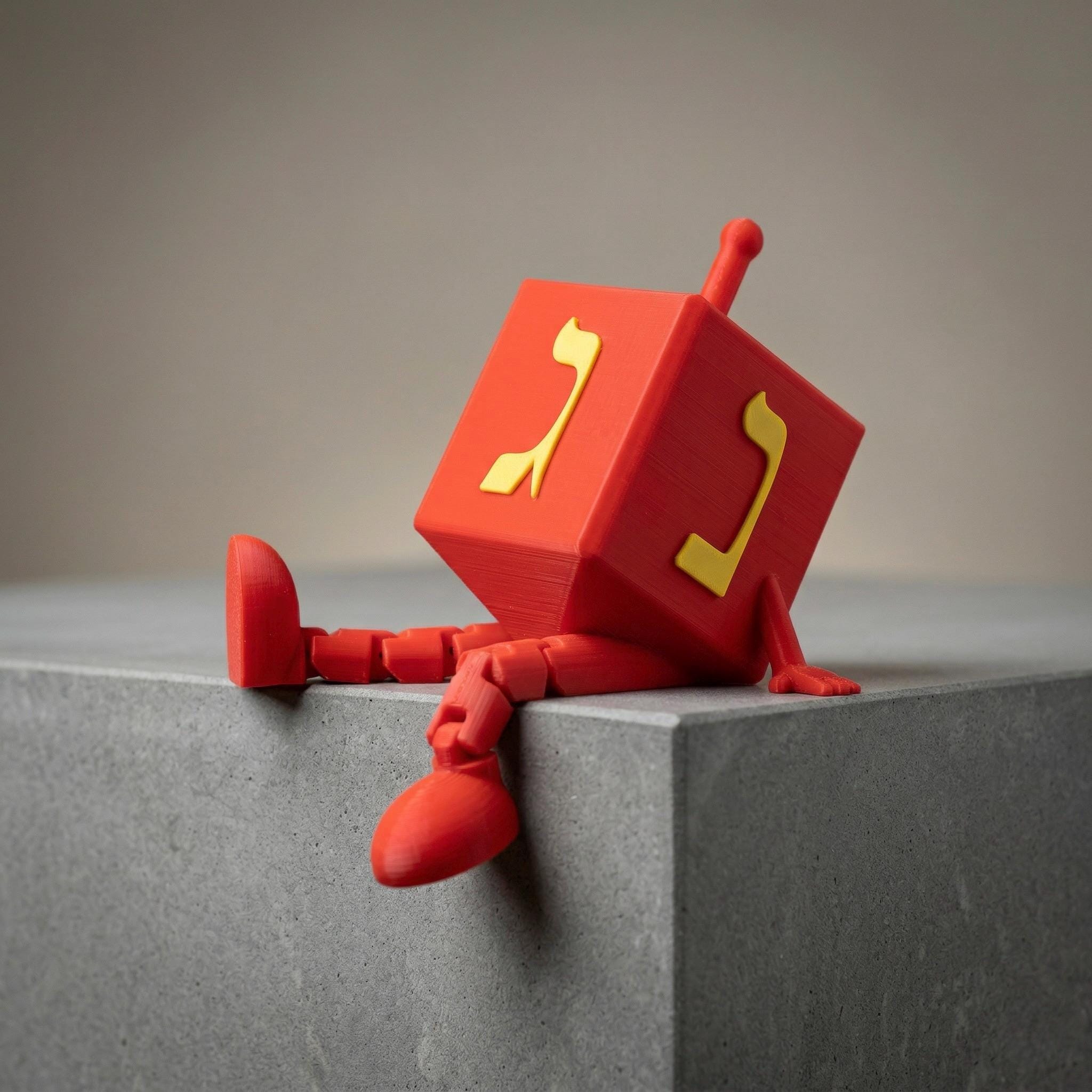 Articulated Dreidel Figurine with Legs – Poseable Hanukkah Shelf Sitter