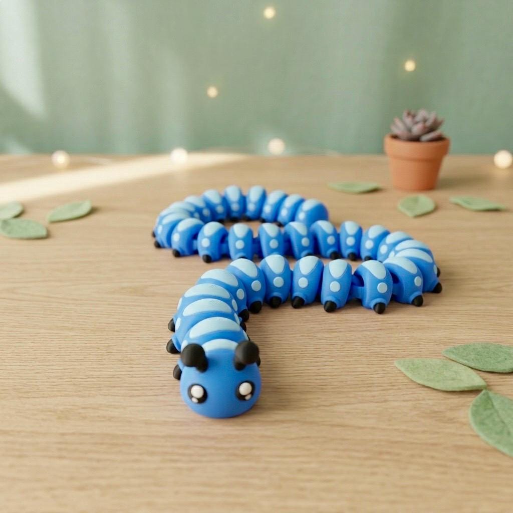 22" Flexi Caterpillar Fidget Toy – Articulated 3D Printed Sensory Desk Toy