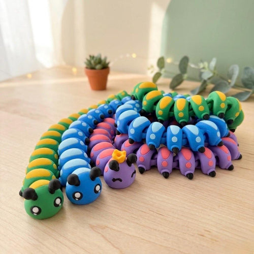 22" Flexi Caterpillar Fidget Toy – Articulated 3D Printed Sensory Desk Toy