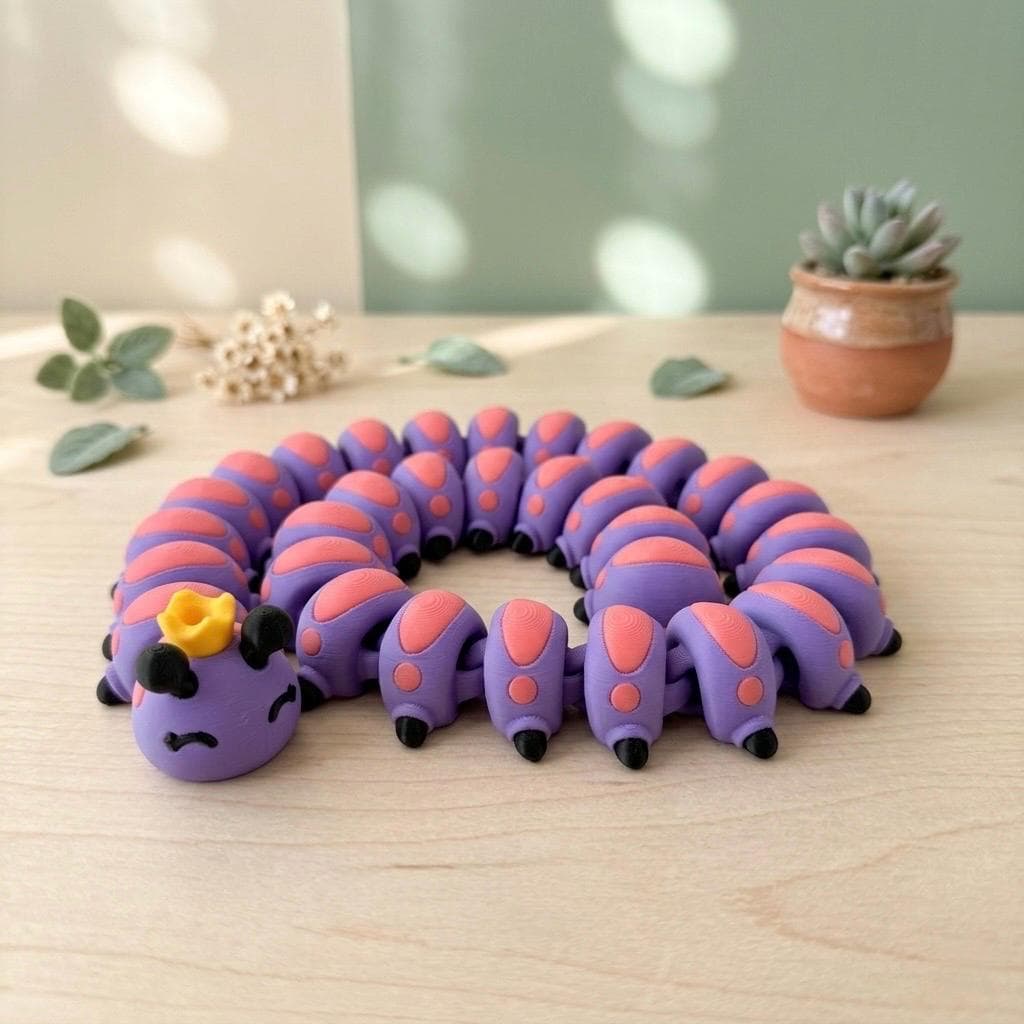 22" Flexi Caterpillar Fidget Toy – Articulated 3D Printed Sensory Desk Toy