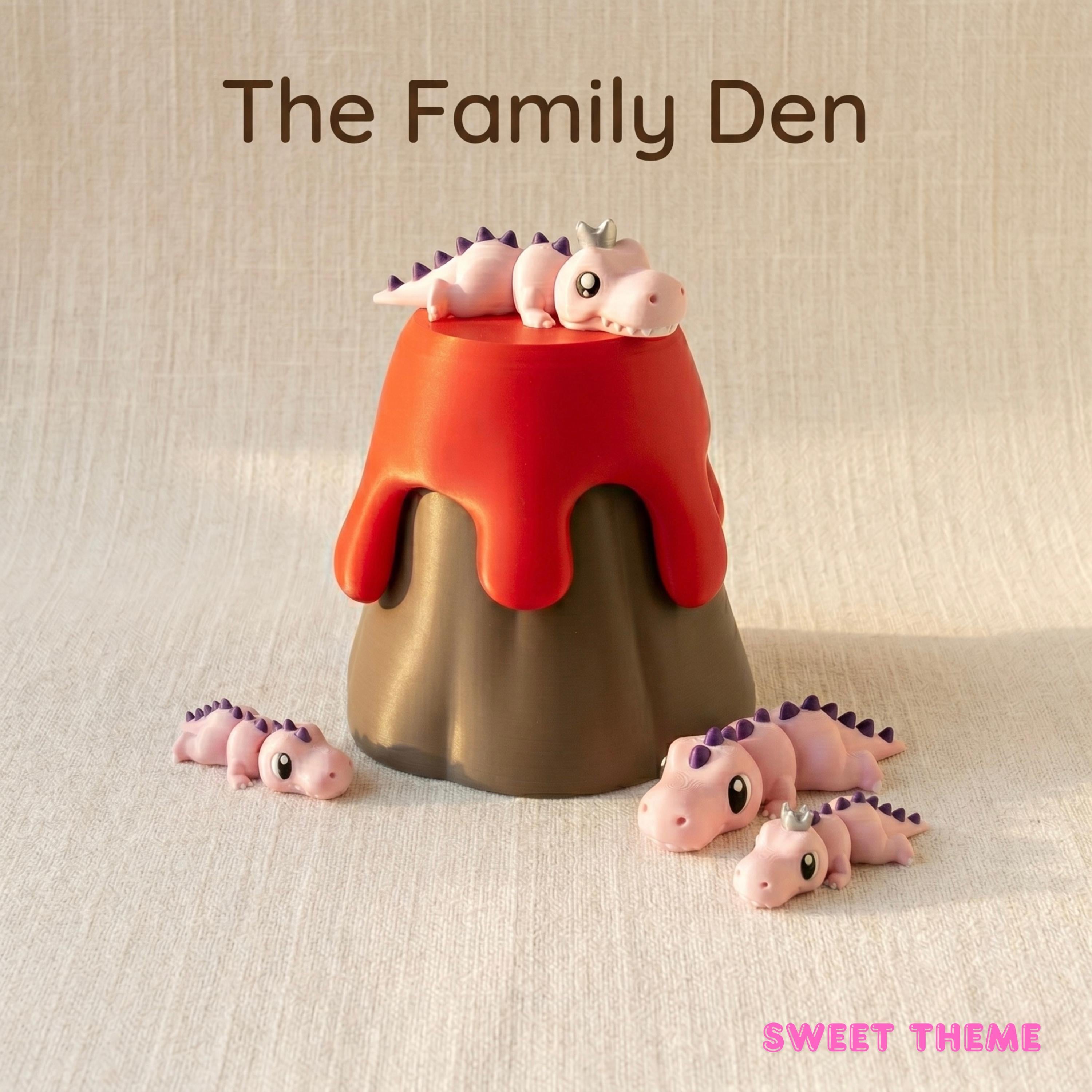 Volcano Dino Den Playset – 3D Printed Articulated Dinosaurs with Storage