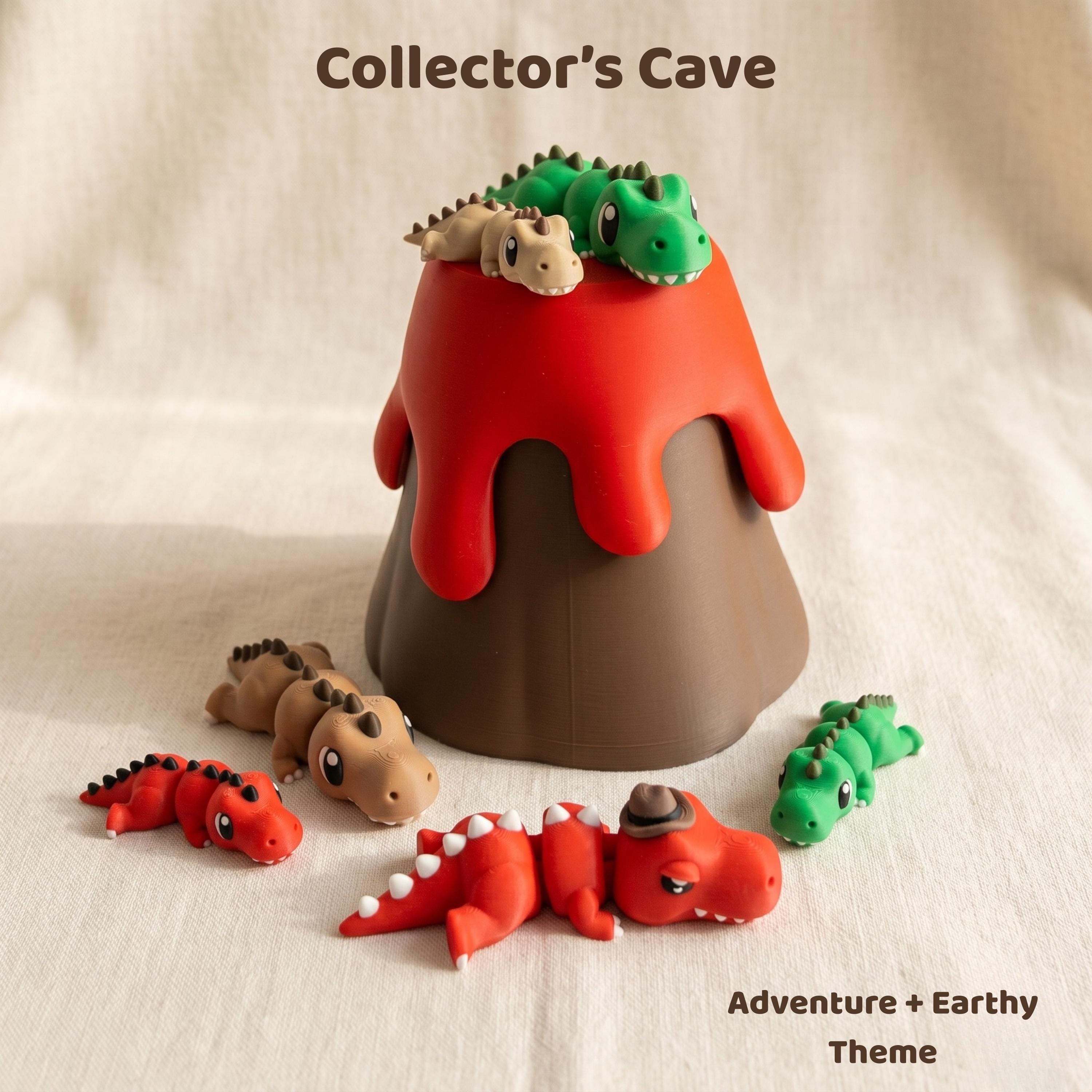 Volcano Dino Den Playset – 3D Printed Articulated Dinosaurs with Storage