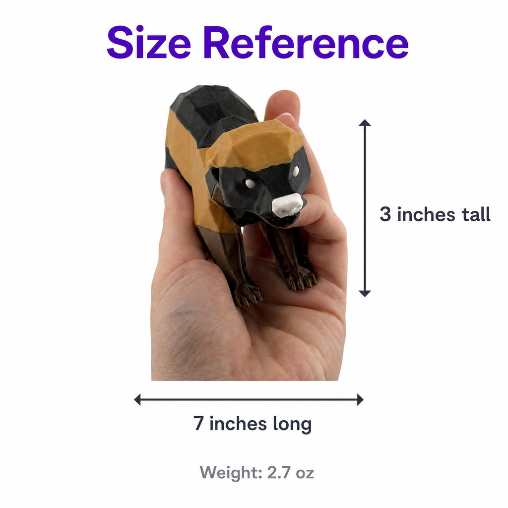 Honey Badger Figurine – Low-Poly 3D Printed Bitcoin HODL Desk Statue