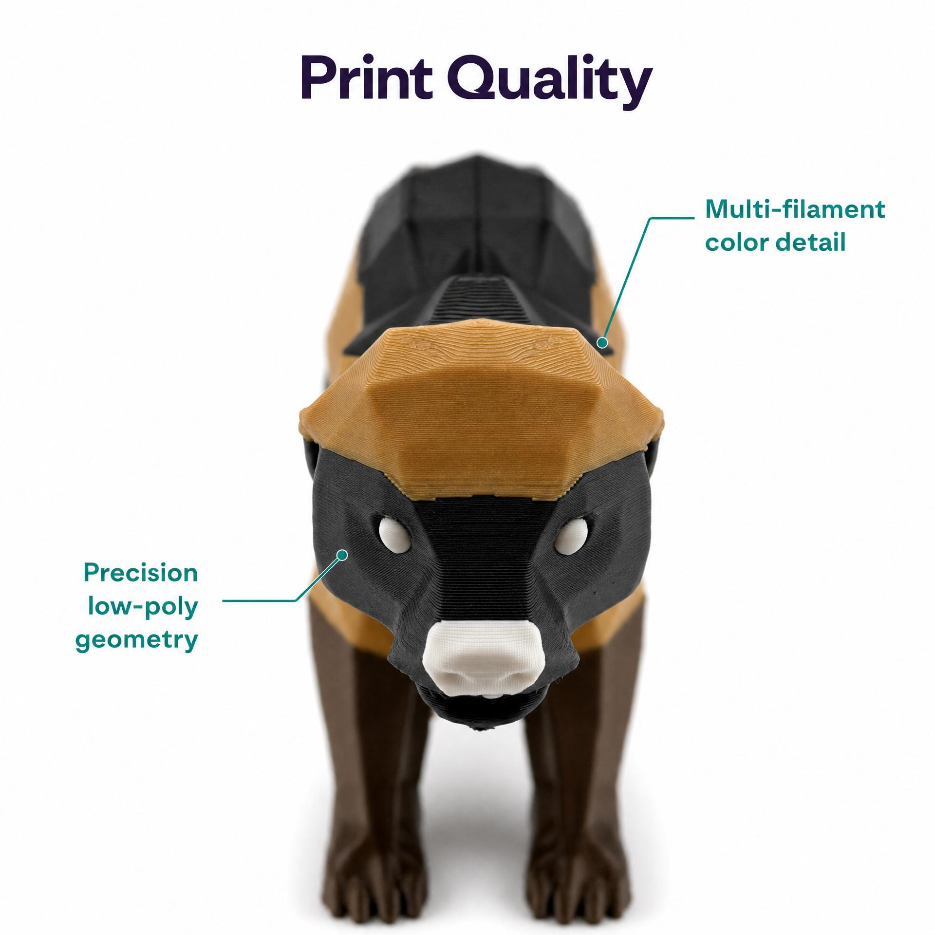 Honey Badger Figurine – Low-Poly 3D Printed Bitcoin HODL Desk Statue