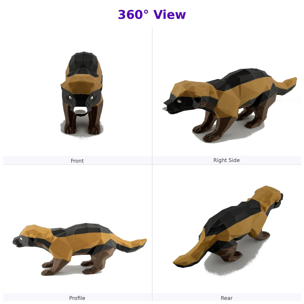 Honey Badger Figurine – Low-Poly 3D Printed Bitcoin HODL Desk Statue