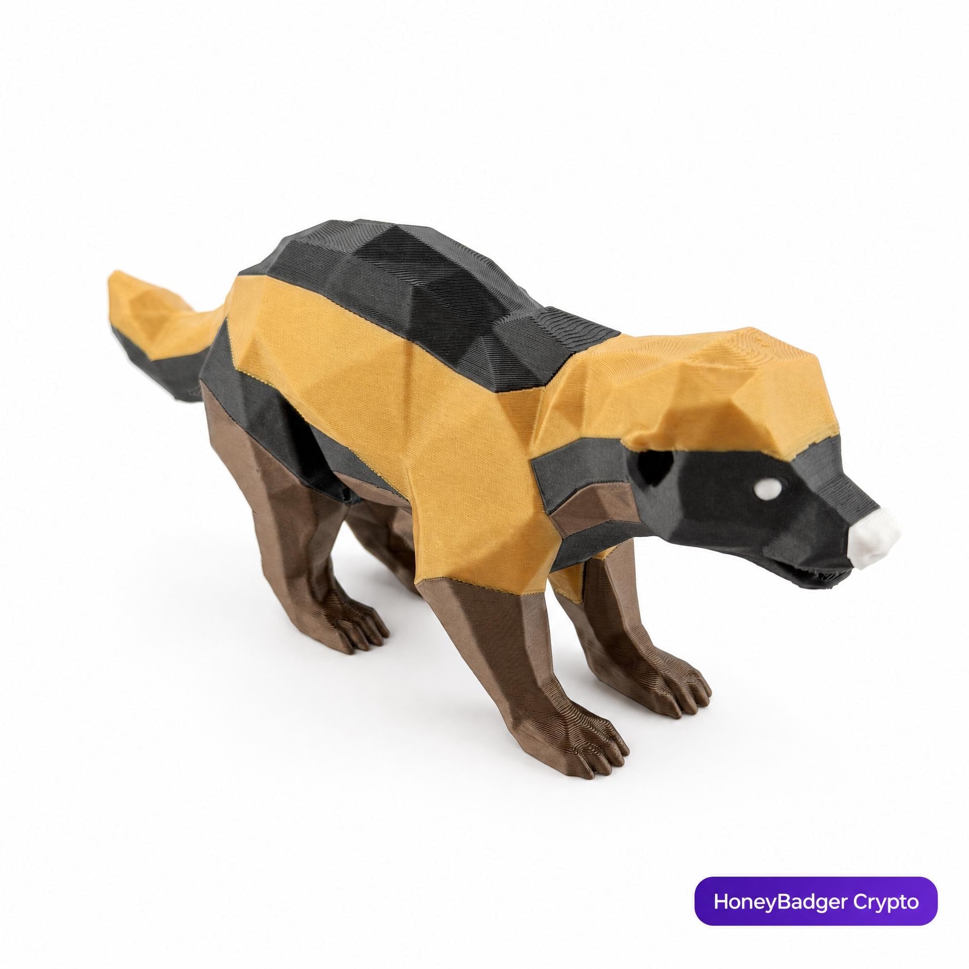 Honey Badger Figurine – Low-Poly 3D Printed Bitcoin HODL Desk Statue