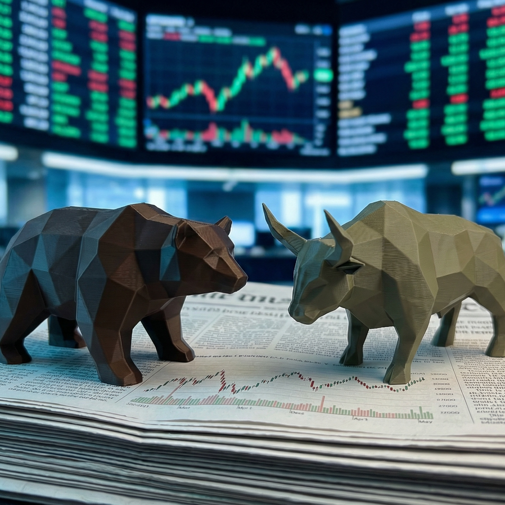 Bull & Bear Desk Sculpture Set | Geometric Crypto Trader Decor | Wall Street