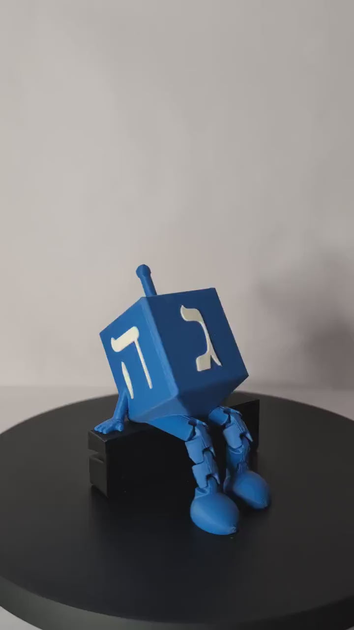 Articulated Dreidel Figurine with Legs – Poseable Hanukkah Shelf Sitter