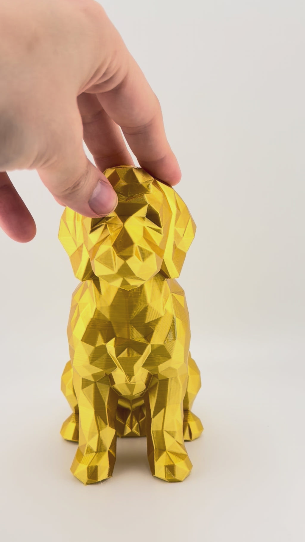 Low Poly Goldendoodle Sculpture – Geometric 3D Printed Dog Statue (Gold, Antique Gold & Bronze)