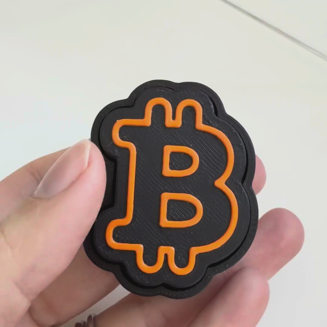 Bitcoin Fidget Clicker Keychain | 3D Printed BTC Symbol
