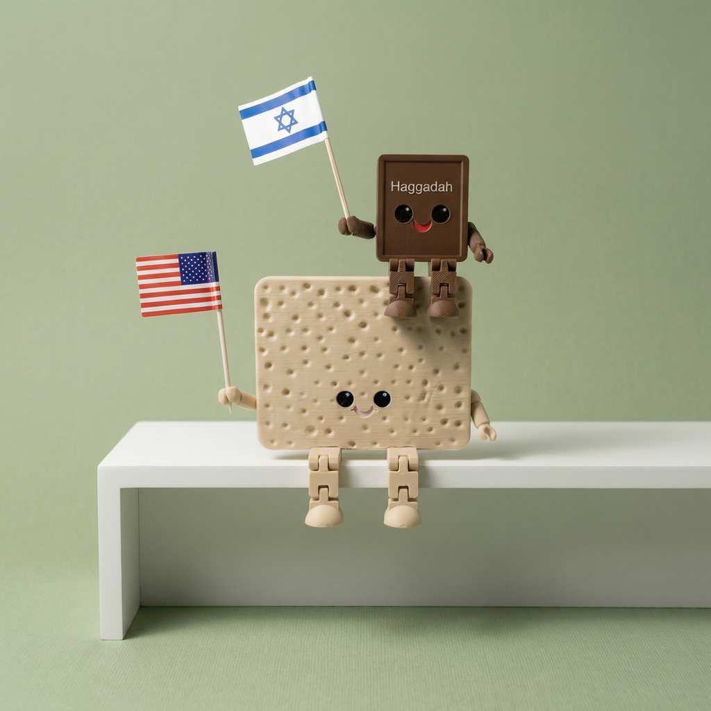 Articulated Matzah & Haggadah Figurines | Poseable Passover Seder Decor