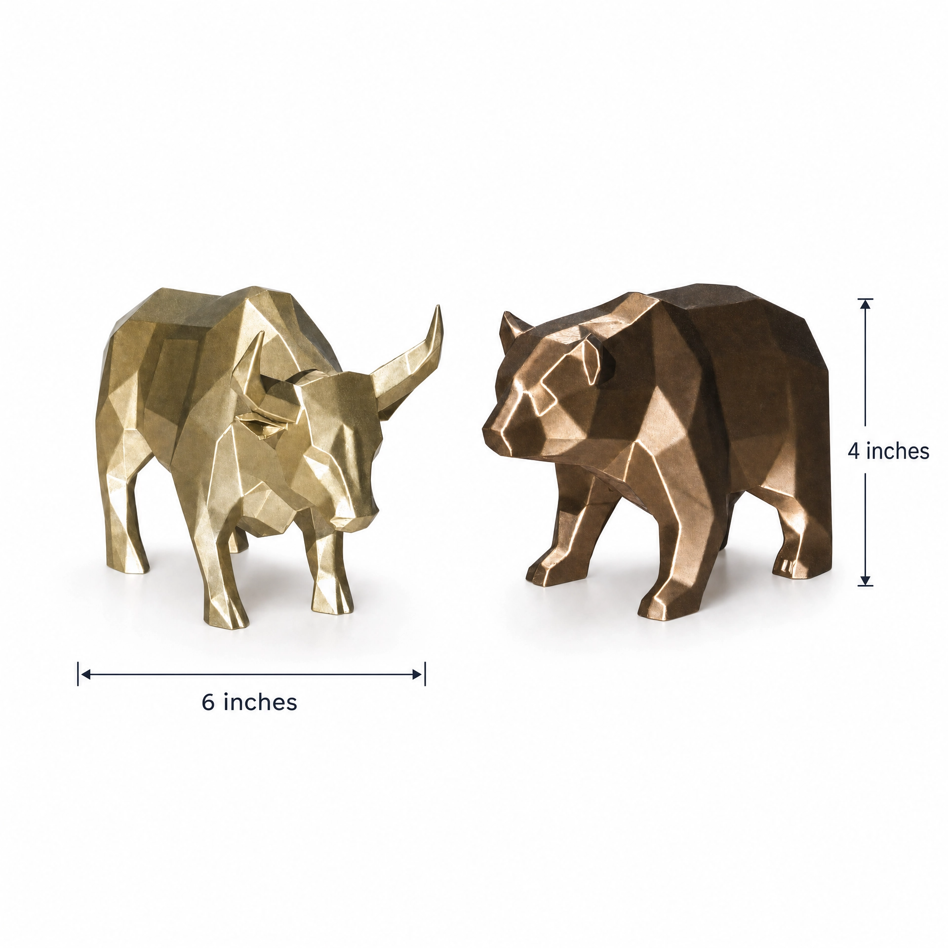 Bull & Bear Desk Sculpture Set | Geometric Crypto Trader Decor | Wall Street
